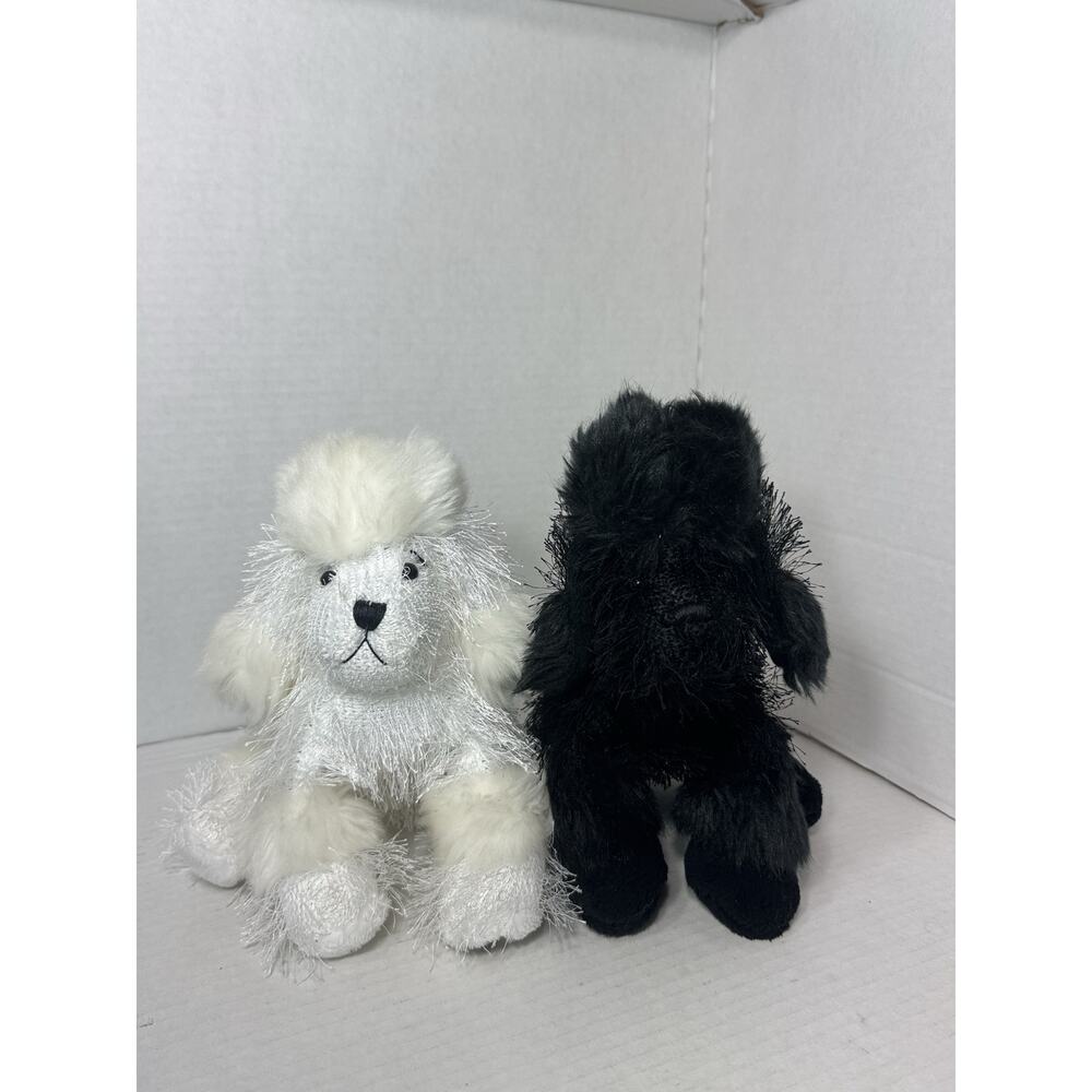 Webkinz GANZ lot of 2 White Poodle and Black Poodle Plush Stuffed Animal NO Code